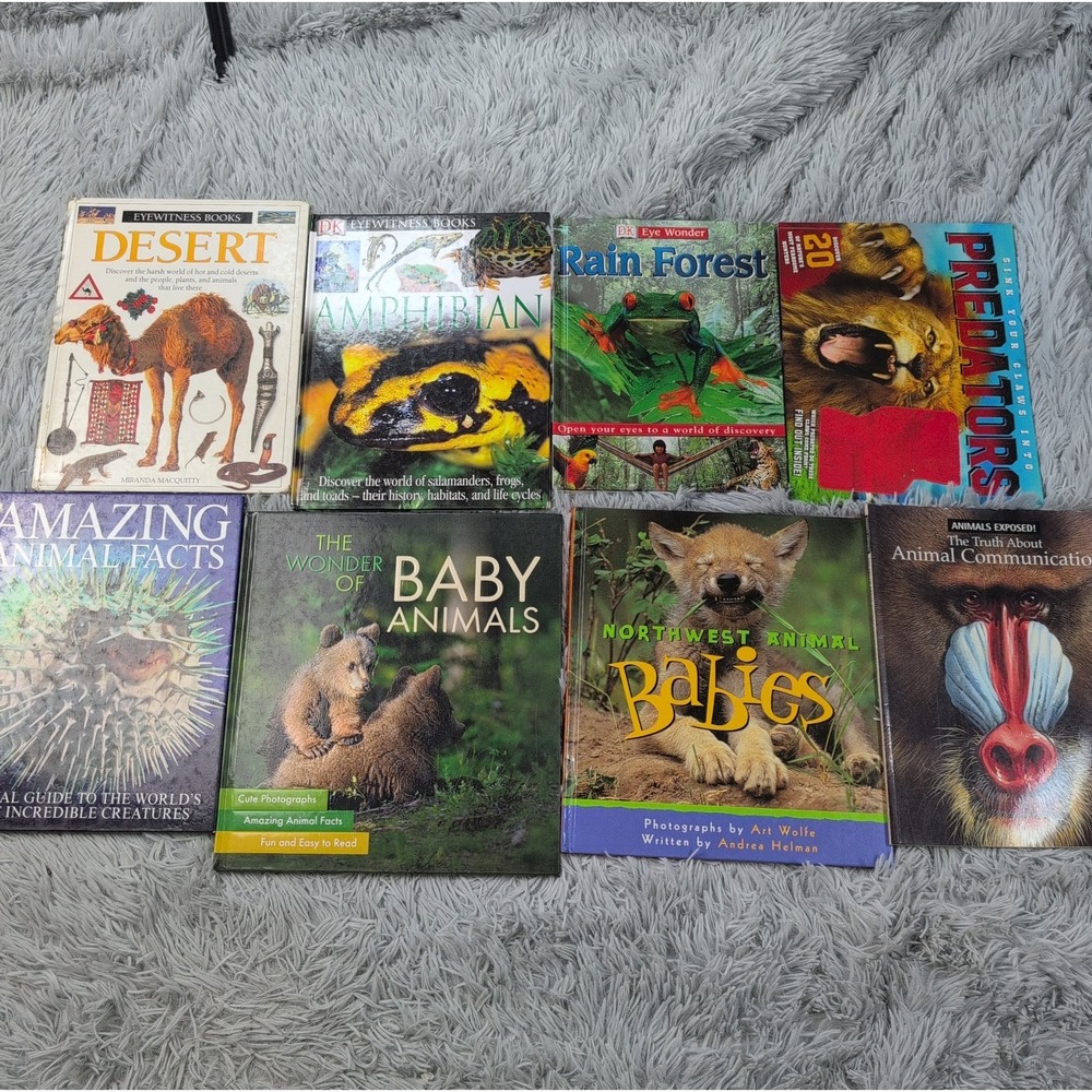 Lot of 8 Eyewitness Books 6 HC 2 Paperback Childrens Animal Books Homeschool